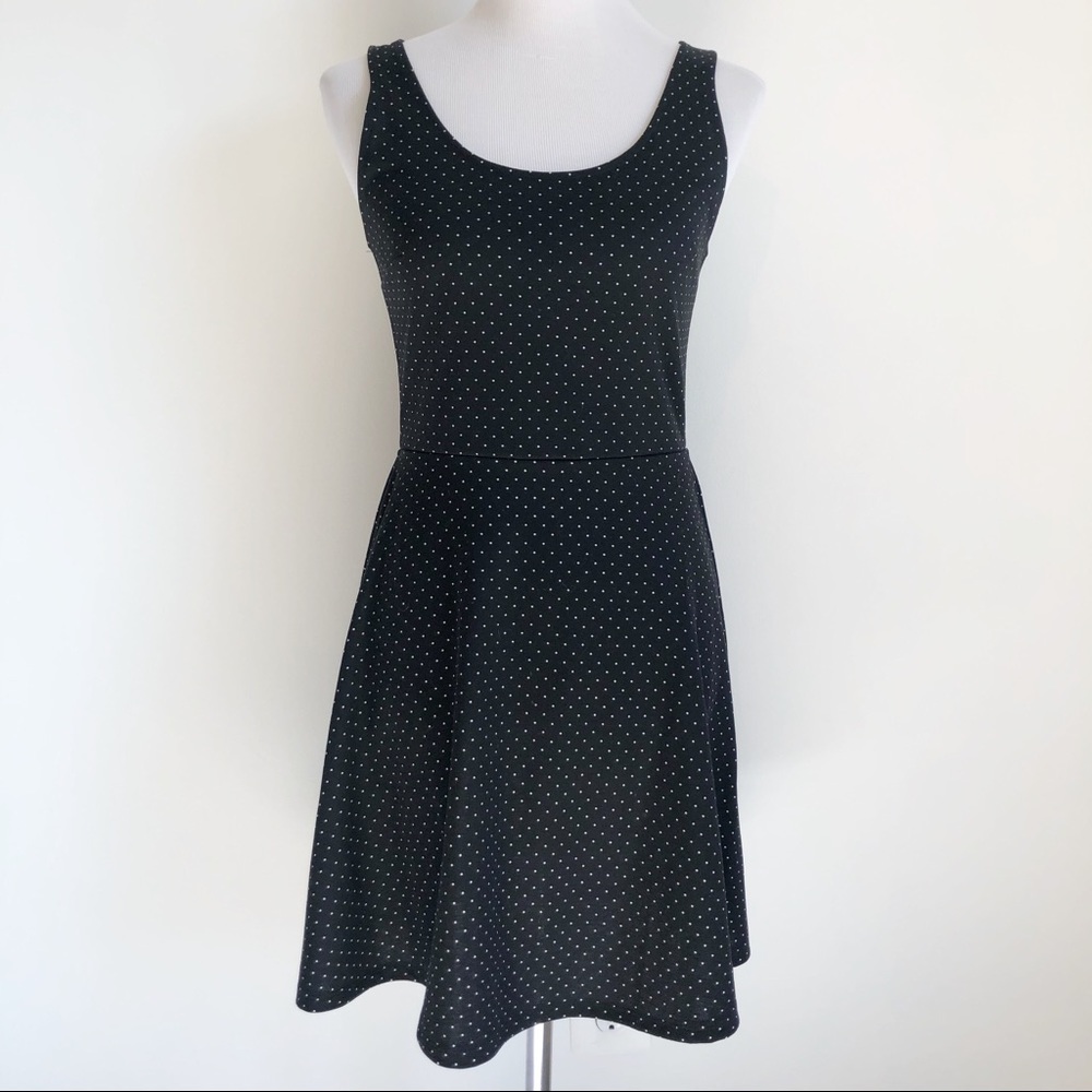 H&M Black Polka Dot Cross Strappy Skater Dress, S - Picture 3 of 16